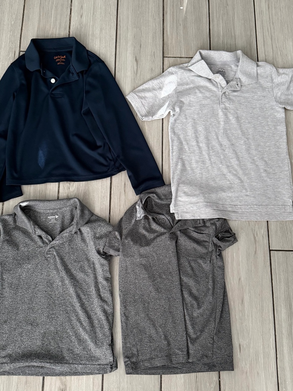 Kids Long Sleeve Navy Polo & Grey Short Sleeve Polo Set